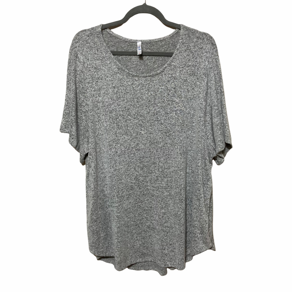 Yee Womens Round Neck Short Sleeve Rayon Blend Top Size Small Made in USA Gray